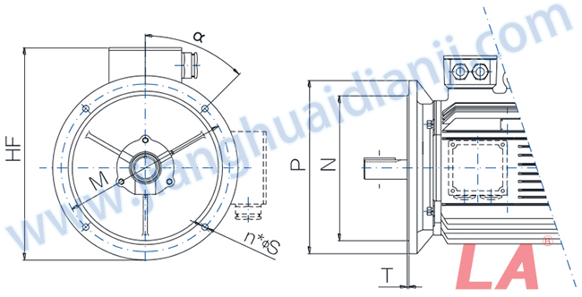 YE2系列高效低压三相异步电动机外形及安装尺寸图 法兰尺寸 Flange dimensions - 六安江淮电机有限公司