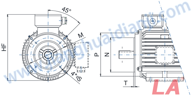 YE2系列高效低压三相异步电动机外形及安装尺寸图 法兰尺寸 Flange dimensions - 六安江淮电机有限公司