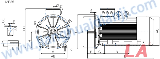 Y3系列低压大功率三相异步电动机外形及安装尺寸图IMB35 - 六安江淮电机有限公司